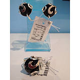 Ювелірний набір із оніксом. Срібло із золотом сережки та кільце, фото 2