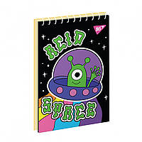 Зошит для записів (А6,одинарна спіраль 80 аркушів клітина) YES  Acid space