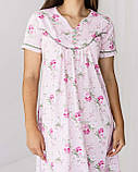 Нічна сорочка для вагітних та годуючих Nicoletta Квіточки розмір S (42-44) Рожевий, фото 4