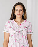 Нічна сорочка для вагітних та годуючих Nicoletta Квіточки розмір S (42-44) Рожевий, фото 3