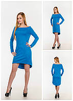 Модное женское платье - маллет, с открытыми плечами , голубое S Код/Артикул 24 209, бирюза S