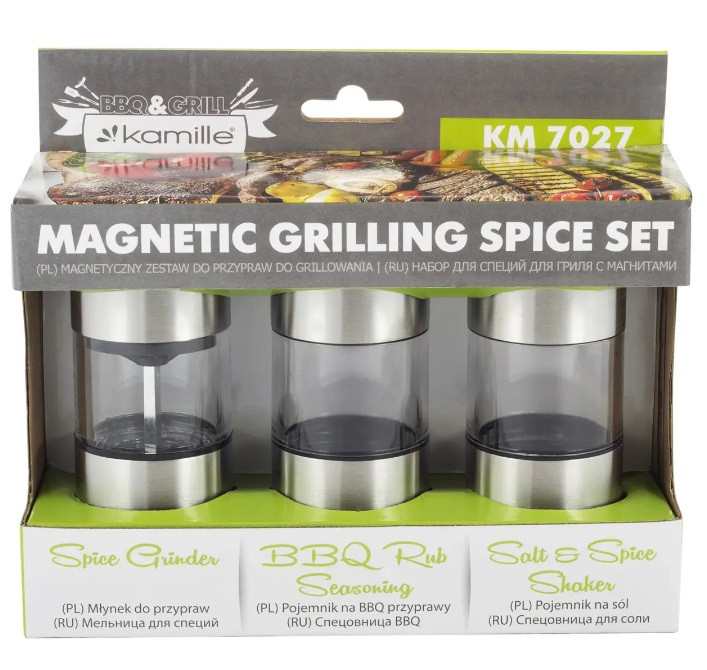 Набір для спецій Kamille на дерев'яній підставці 3 штуки (7027 K), фото 1