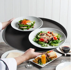 Таця Helios не ковзний чорний прогумований 40 см (7383)