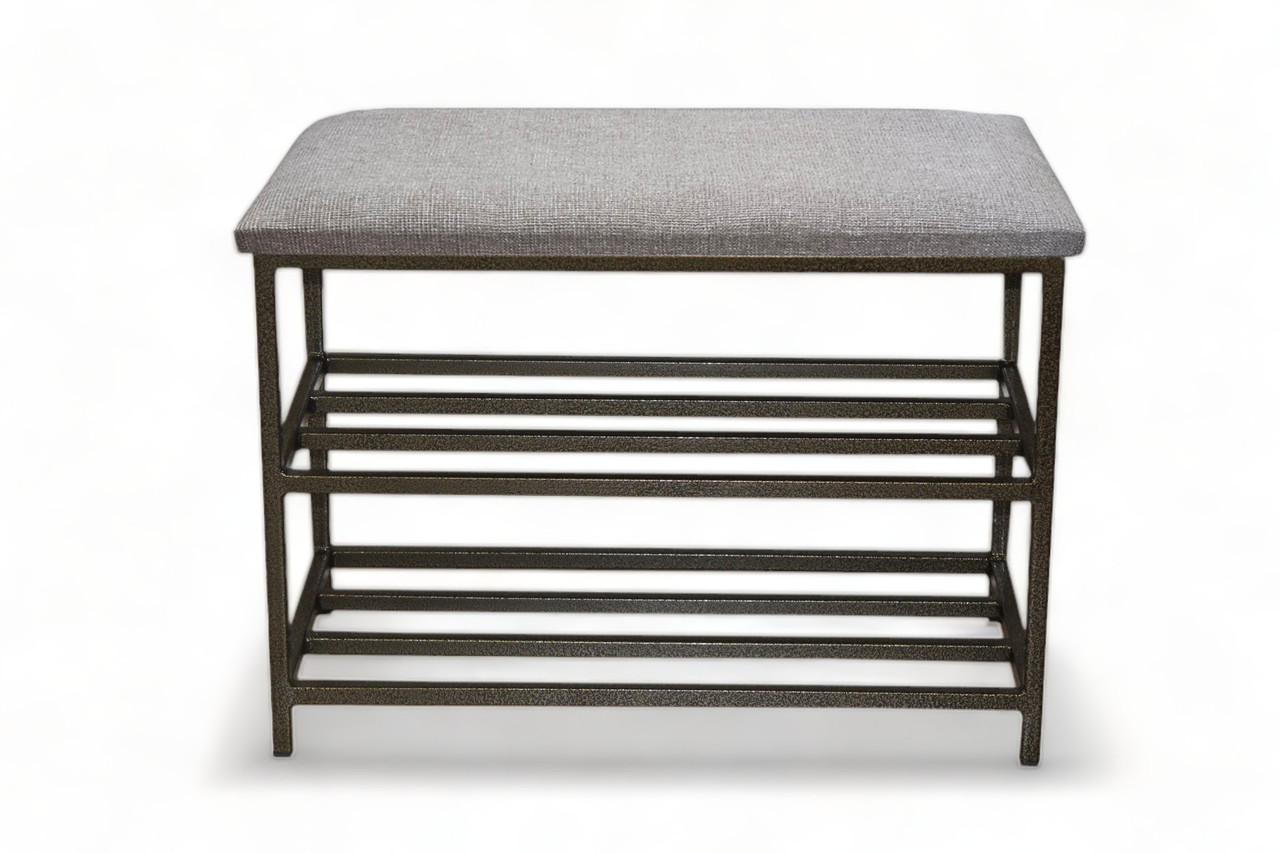 Банкетка приліжкова м'яка тумба для взуття з відкритими полицями 60 см, фото 1