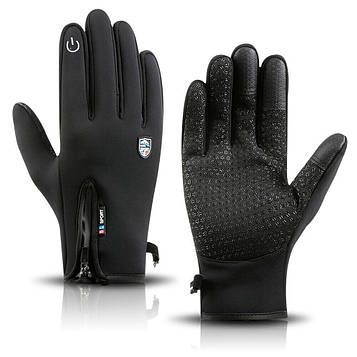 Спортивні тактичні рукавички вітру та вологозахисні з утепленням (L) STORM UAD Чорні — MiniLavka
