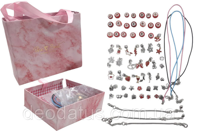 Набір намистин для браслетів та підвісок Пандора з подарунковою коробкою набір для створення прикрас PDL610-4, фото 1