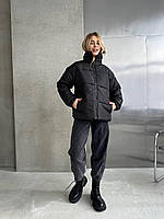 Женская стильная куртка стеганная весенняя теплая курточка на подкладке синтепон 250 без капюшона батал OS