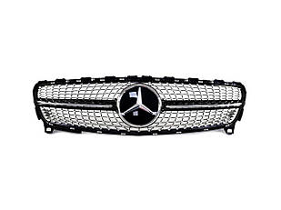 Решітка радіатора Mercedes A-Class W176 2016-2018 року Diamond (Чорна з хром вставкою)
