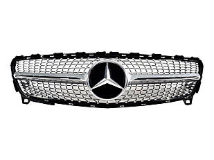 Решітка радіатора Mercedes A-Class W176 2016-2018 року Diamond ( Сіра з хром вставкою)