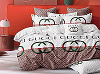 Постельный комплект из хлопка Gucci (Гучи) бежево-серый производитель Тиротекс Двуспальный