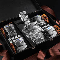 Подарочный набор для виски, графином и стеатитовыми камнями + 4 шт. бокалов  Bohemia Zig-Zag 300