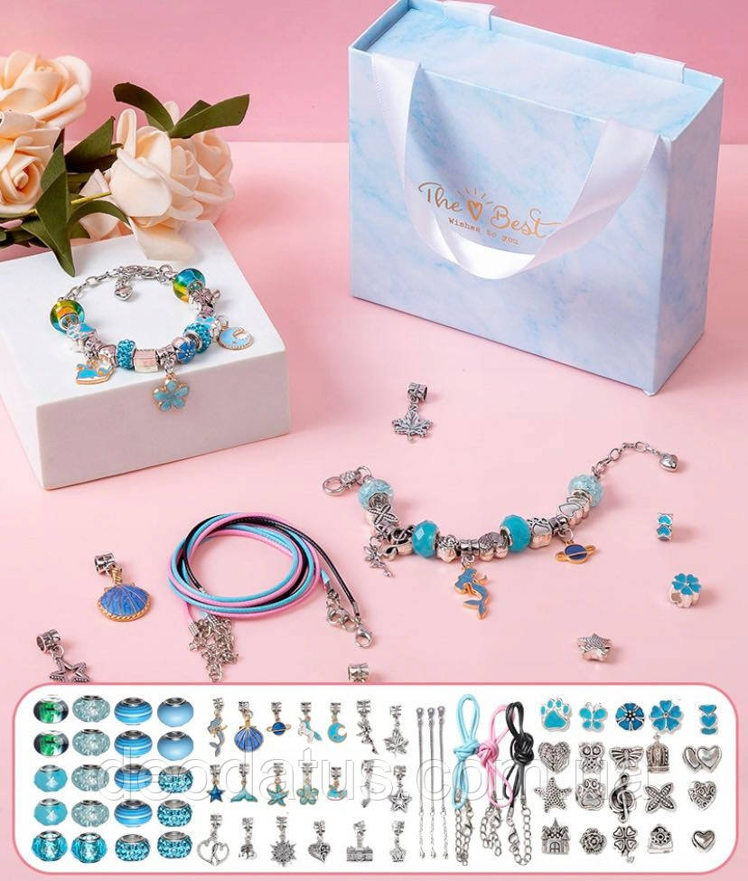 Набір намистин для браслетів та підвісок Пандора з подарунковою коробкою набір для створення прикрас PDL610-2, фото 1
