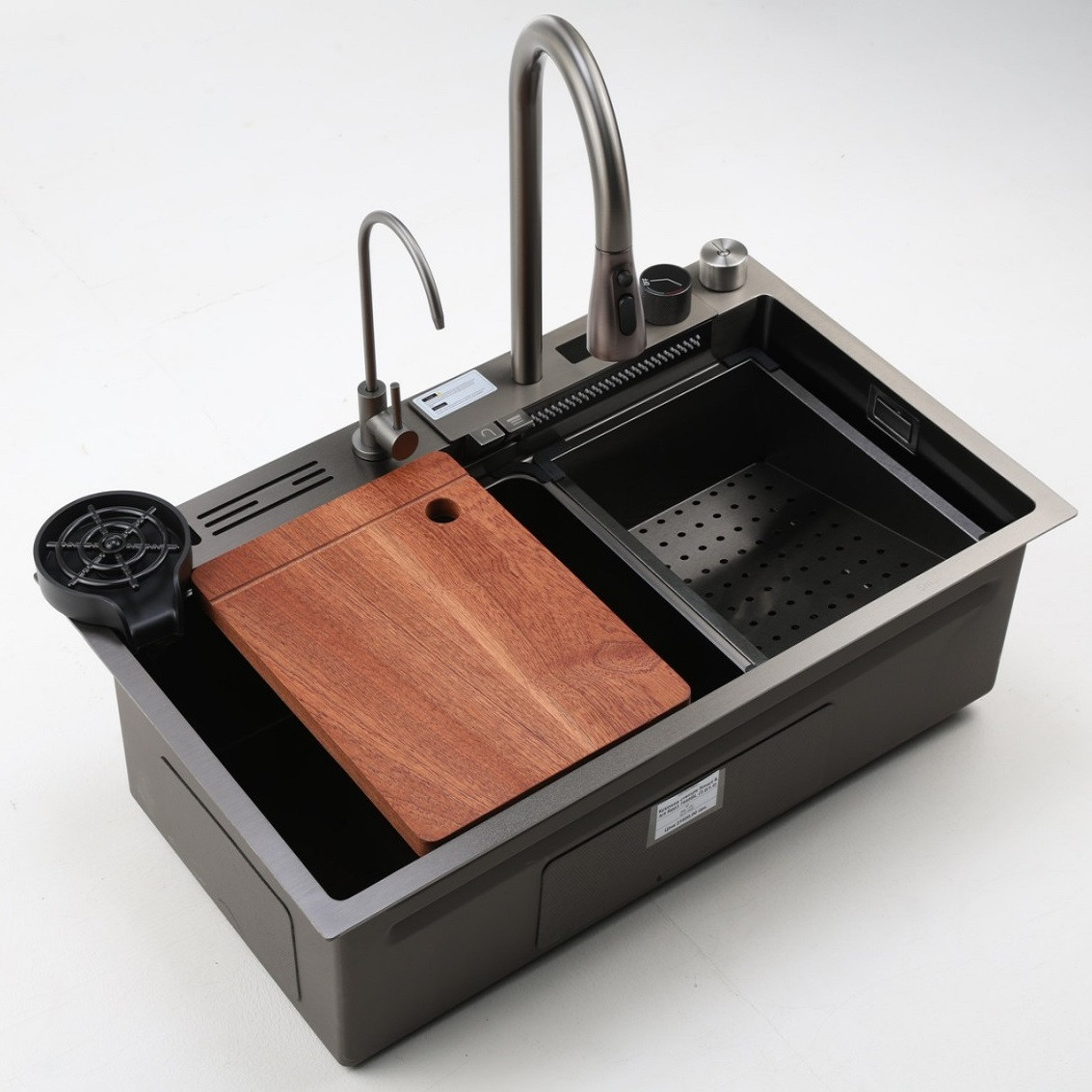 Кухонна мийка SMART & ART R003 7545BL PVD чорна "Водоспад"
