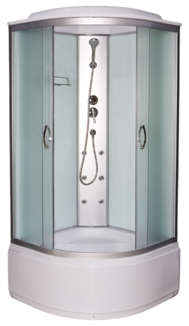 Душовий бокс KO&PO 470 (90) FJ 90х90х215, високий піддон, 6 форсунок, матове скло 4 мм, задні стінки білі, фото 1