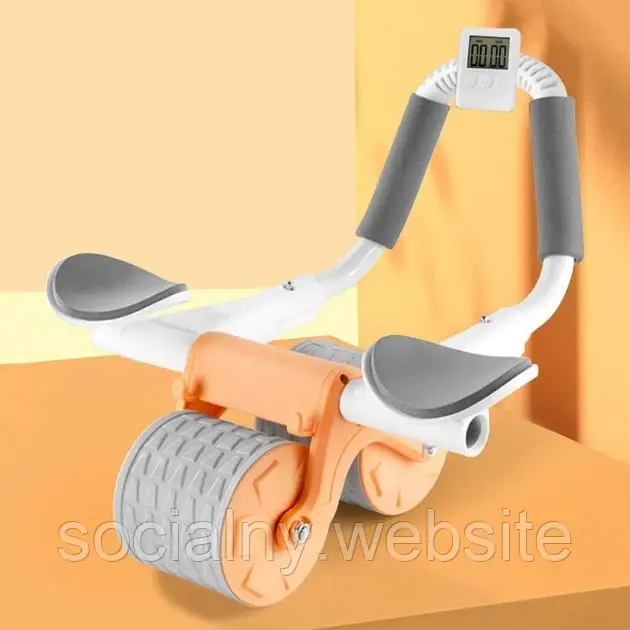 Домашній тренажер ролик для м'язів преса та тіла Supretto колесо ролик з тримачем смартфона та таймером