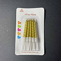 Свічки в торт Спіраль золото 8 см 10 шт