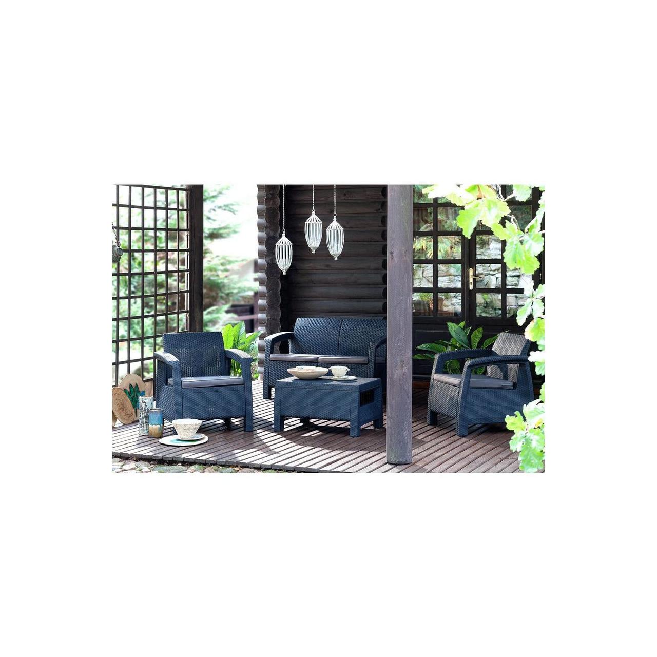 Комплект мебели садовый ротанг Keter Corfu Графит - фото 4 - id-p2092707513