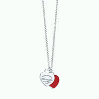 Серебряный кулон Mini Double Heart Tag Pendant Tiffany & Co Red