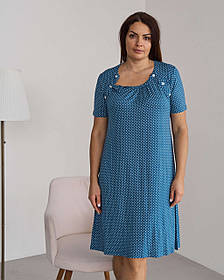 Нічна сорочка для вагітних та годуючих Nicoletta Горошок розмір S (42-44) Синій