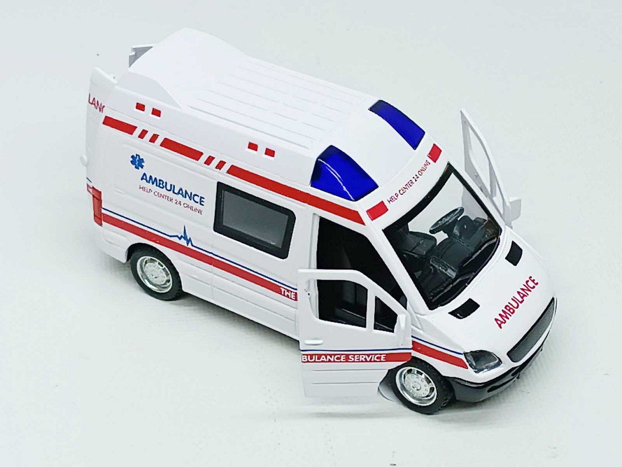 Машинка Швидка допомога Ambulance CLM-61K — інерційна, зі світлом і звуком, 14 см, відкривні двері