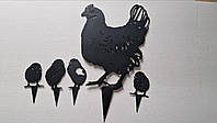 Садовая фигура Vlasket Курица с цыплятами 33х39 см черные 1074