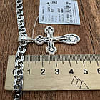 Чоловічий комплект з чорнінням хрест і ланцюжок плоский бісмарк срібло 925 проби 60 см, фото 4