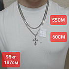 Чоловічий комплект з чорнінням хрест і ланцюжок плоский бісмарк срібло 925 проби 60 см, фото 6