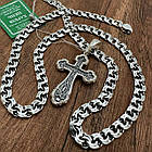 Чоловічий комплект з чорнінням хрест і ланцюжок плоский бісмарк срібло 925 проби 60 см, фото 7