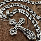 Чоловічий комплект з чорнінням хрест і ланцюжок плоский бісмарк срібло 925 проби 60 см, фото 2