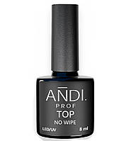 Топ для гель-лаку без липкого шару, закріплювач для гель-лаку TOP NO WIPE Andi Prof