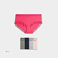 Комплект хлопковых трусиков High Rise Shorts от M&S с кружевом