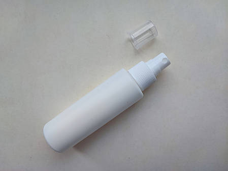 100 мл/24мм флакон Циліндр білий Поліетилен HDPE з білим спреєм 24 мм, пляшка пластикова, тестер, атомайзер, фото 1