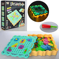 Мозаїка Конструктор "Diy Light Puzzle" TU LE HUI для дітей із підсвіткою 196 деталей із шурупокрутом