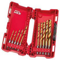 Набір свердл по металу 3-10мм 10шт для ударного дриля RedHEX HSS-G TiN Milwaukee 48894759, фото 3