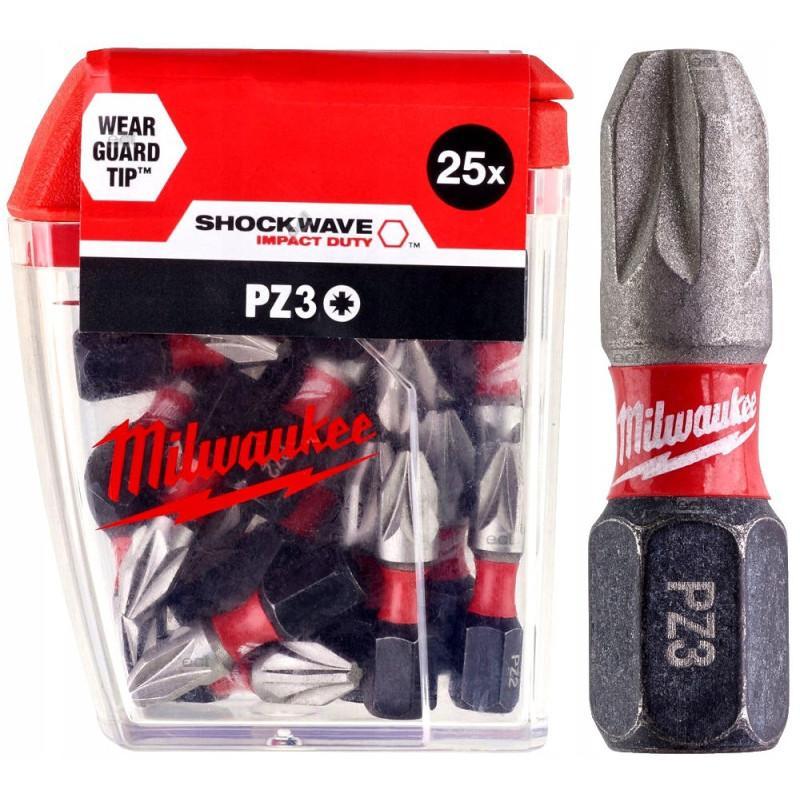 Біти під шурупокрут PZ3 25 мм 25 шт Milwaukee Shockwave 4932430869