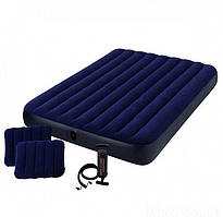 Матрац надувний Intex 64765, 152*203*25см (насос, 2 подушки)