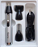 3 в 1 Тример Geemy Gm-3107 для видалення волосся з носа та вух, для окантовки та підстригання брів, фото 4