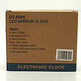 Дзеркальний Led годинник Dt-6505 white з будильником та термометром, фото 6