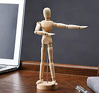 Статуэтка человечка из дерева 32 см на подставке ,фигурка-статуэтка человека деревянная на стойке регулируемая