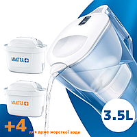 Большой фильтр кувшин для жесткой воды Brita Aluna XL Memo 3,5 л Белый + картриджи 5 шт