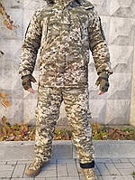 Зимняя теплая военная форма 2в1 пиксель (бушлат + штаны на флисе) ВСУ размеры 46-62