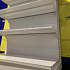 Пристінні односторонні торгові стелажі з металевими посиленими полицями UCGE б/у, 1950х1000 білий, фото 6