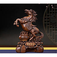 Статуетка Фен шуй подарункова Кінь із Чашею достатку (h-29 см), статуетка інтер'єрна на стіл