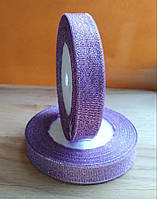 Лента фиолетовая с люрексом для декорирования букетов из мыльных цветов