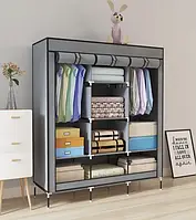 Каркасный складной тканевый шкаф органайзер Storage Wardrobe на 3 секции Серый