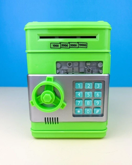 Сейф копилка игрушка детская Jaobao банкомат с кодовым замком и купюроприемником салатовый - фото 5 - id-p2092811696