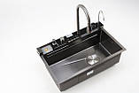 Кухонна мийка SMART & ART HYM 7545BL PVD чорна "Водоспад", фото 4