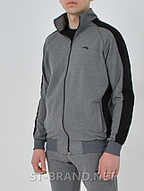 M,L,2XL. Сіра чоловіча кофта із застібкою, комір-стійка, якісний трикотаж двохнитка, фото 4