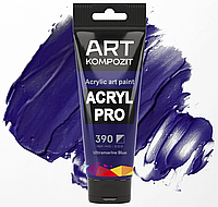 Краска акриловая, 390 ультрамарин синий, 75 мл, Acryl PRO ART Kompozit, художественная