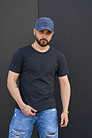 Базовая мужская однотонная футболка цвета графит, комфортная мужская футболка графит без принтов